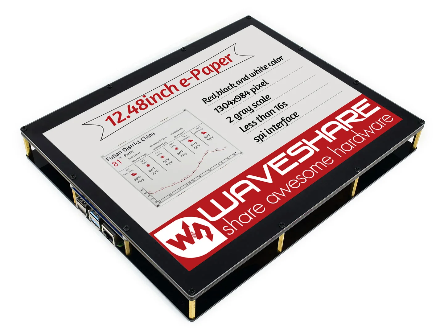 Дисплей Waveshare E-Ink для Raspberry Pi 12 48 дюйма 1304 × 984 пикселей красный/черный/белый три