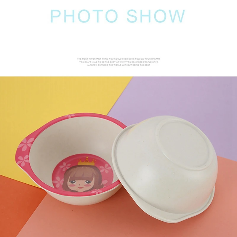

Natural Bamboo Fiber Bowls Kids Baby Cartoon Animal Dishes Baby Food Feeding Tableware Children Infant Toddler Portable Plates