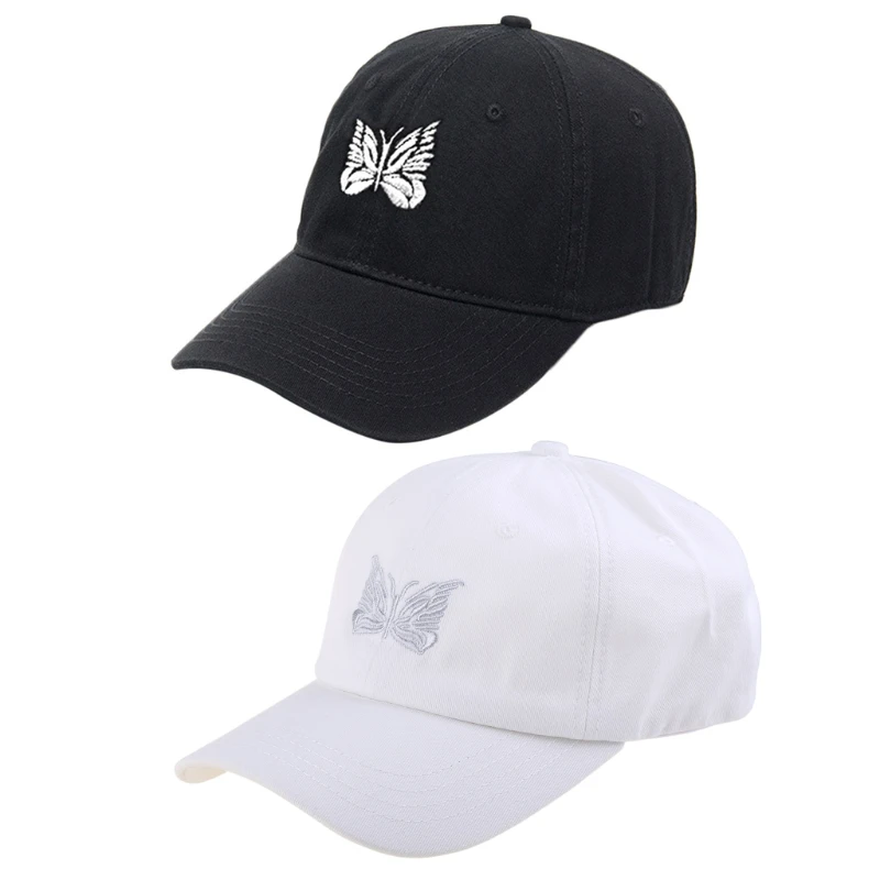 Бейсболка унисекс в стиле Харадзюку черно-белая Кепка с вышивкой бабочки хип-хоп