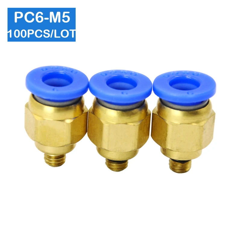 

High quality 100pcs BSPT PC6-M5, 6mm to M5 Pneumatic Connectors male straight one-touch fittings