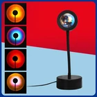 Проектор с радужным закатом, атмосфера, USB, ночник, проекционный светильник для кофейни, спальни, милый светильник с закатом, украшение для стен и дома