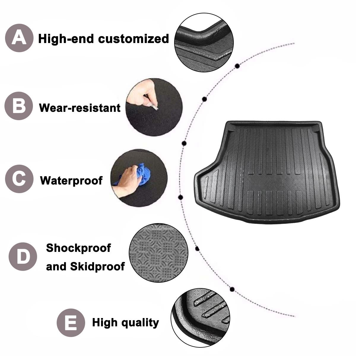 

For TOYOTA COROLLA 2014 2015 2016 2017 Car Floor Mat Carpet Rear Trunk Anti-mud Cover
