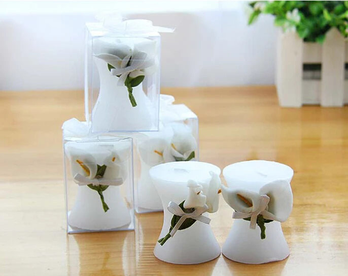 

10pcs Flower Lily Candle For Wedding Party Birthday Baby Shower Souvenirs Gifts Favor Packaged with box