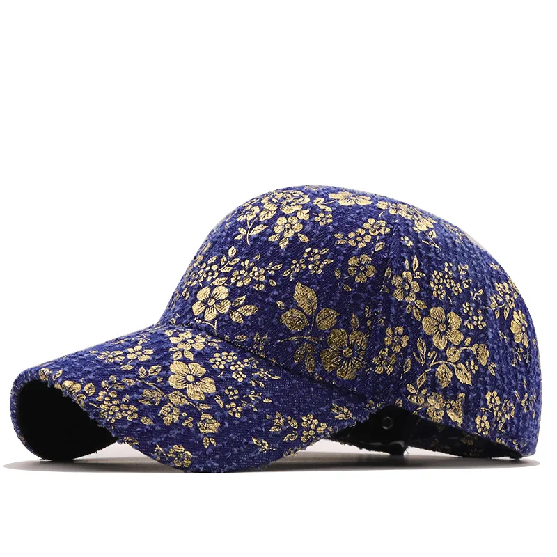 

Men Fishon Hats Retro Distressed Bronzing Flowers Cowboy Baseball Cap Outdoor Leisure Sun Visor Hat for Women
