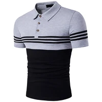new summer men polo shirt casual short sleeve mens shirts turn down collar striped lapel t shirt two color stitching polo shirt
