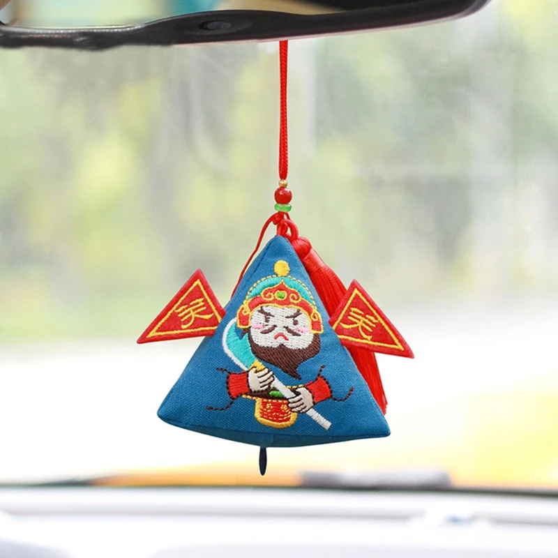

Chinese Traditional Embroidery Blessing Sachet Pendant Lunar New Year Year Of The Ox Car With Empty Bag Home Decoration Crafts