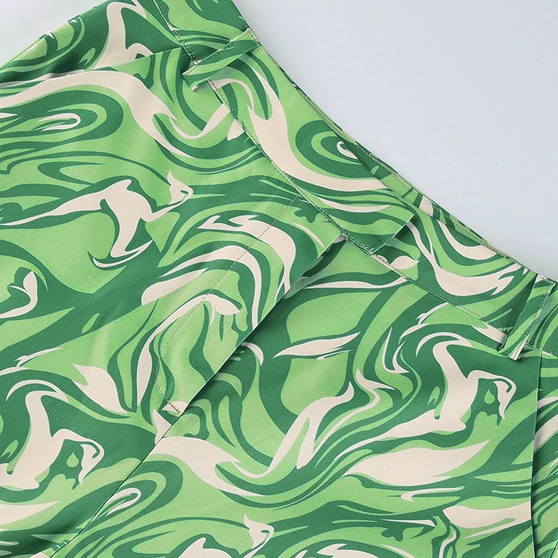 

Printed Pants for Women 2021 Summer Bottom High Waist Flare Pants Casual Long Trousers Ladies Clothing Flat Pants PDG2122