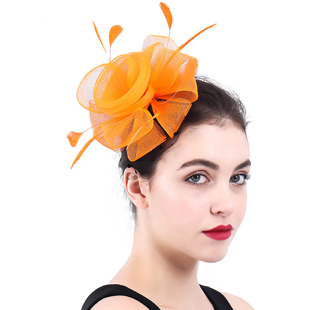 Оранжевый кринолин для торжественного случая шапка аксессуары волос свадьбы