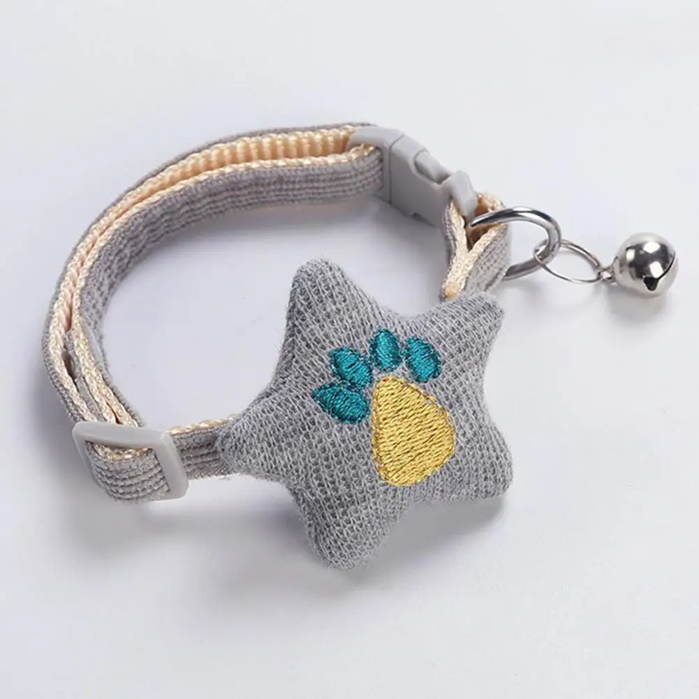 

Stylish Dog Collar Five-pointed Star Accessory Soft Puppy Kitten Festival Decor Collar with Bell Cat Collar Pet Collar