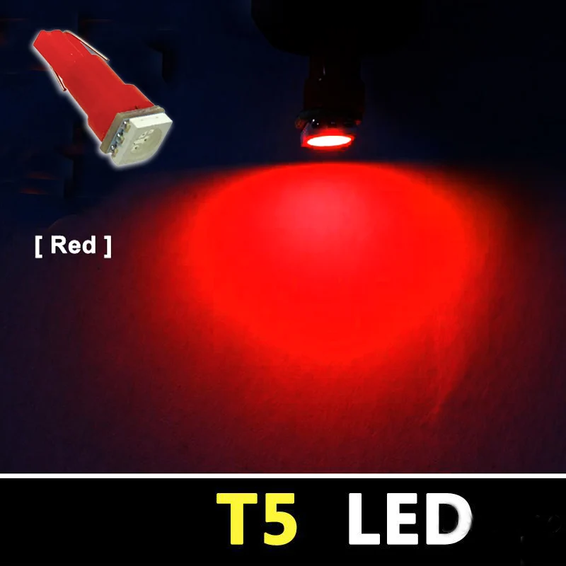 10 шт. светодиодные ламсветильник для салона автомобиля приборной панели T5 1 SMD 5050