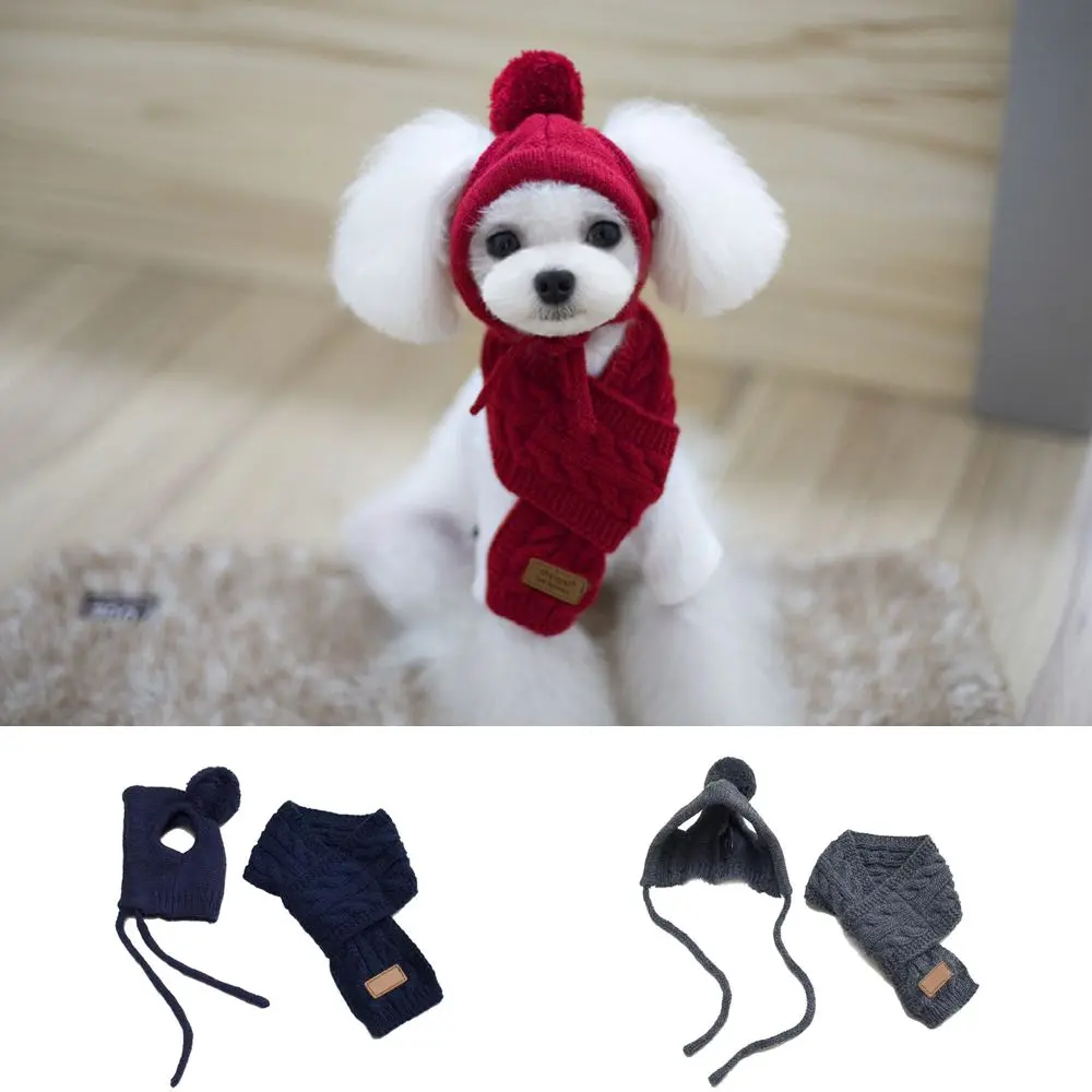 

Cat Winter Warm Knitted Dog Clothes Pet Costume Scarf Hat