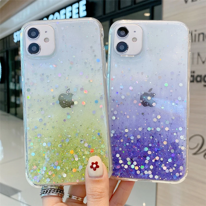 Освежающий цветной чехол с блестками для Samsung Galaxy A51 A71 A50 A70 A10 A20 S20 Plus Note 20 Ultra 8 9 10 S8