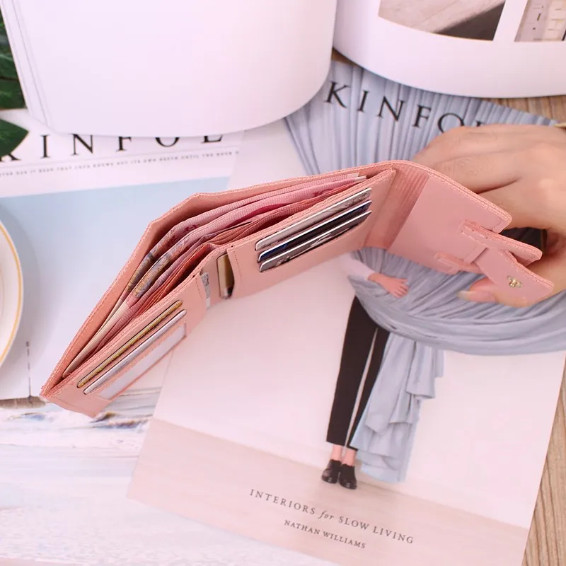 

PU Leather Female Coin Purse Card Holders Wallet Women 2021 Lady Short Wallets Red Color Cute Portable Mini Money Purses Fold