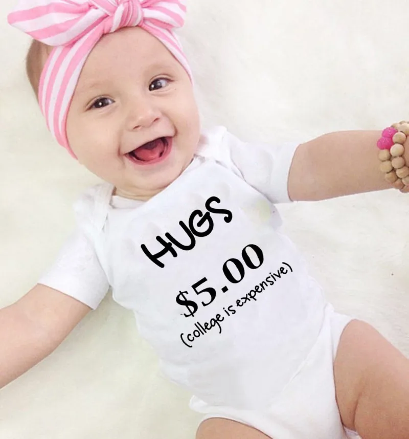 Забавные объятия $5 00 Детские ползунки с рисунком белого цвета из хлопка