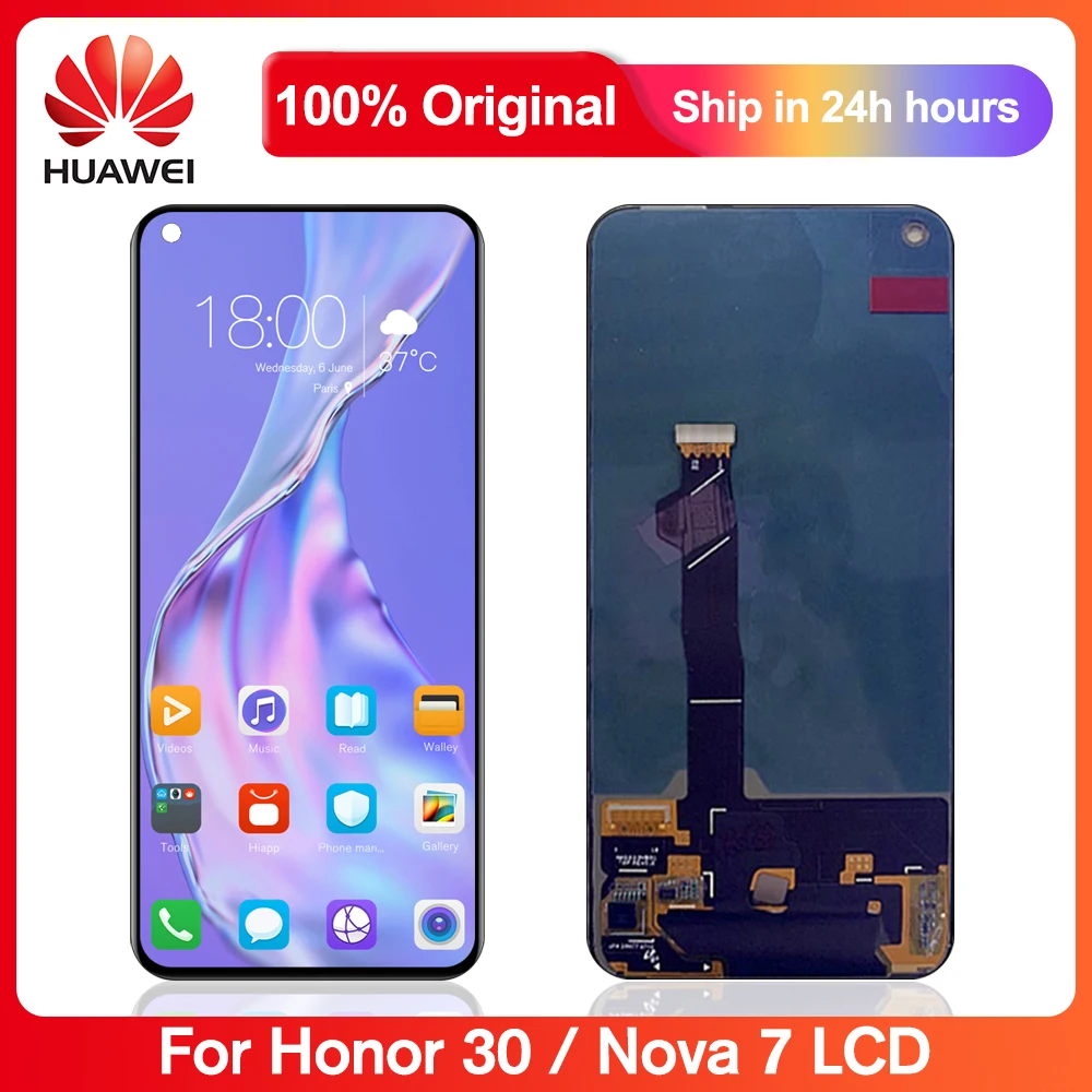 Pantalla Lcd Original de 6,53 pulgadas para Huawei Nova 7 Nova7, piezas de montaje de digitalizador con pantalla t&aacute;ctil, Honor 30, Honor 30-0