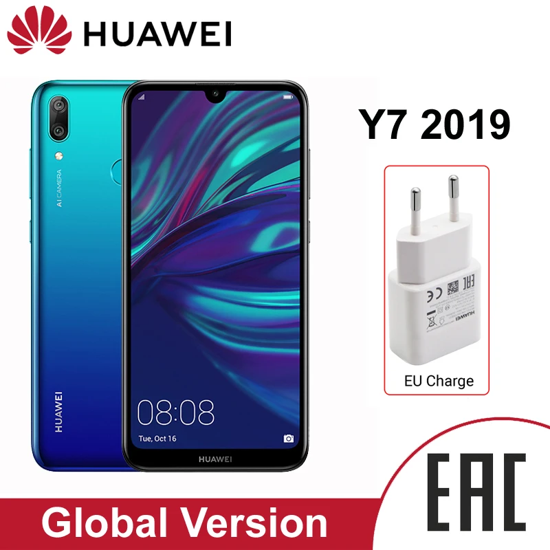 Смартфон HUAWEI y7 3 ГБ 32 ГБ телефон Батарея 4000 мА*ч Безрамочный HD+ экран 6,26 дюйма Разблокировка при помощи распознавания лица Двойная основная камера 13 МП+ 2 МП Qualcomm Snapdragon 450