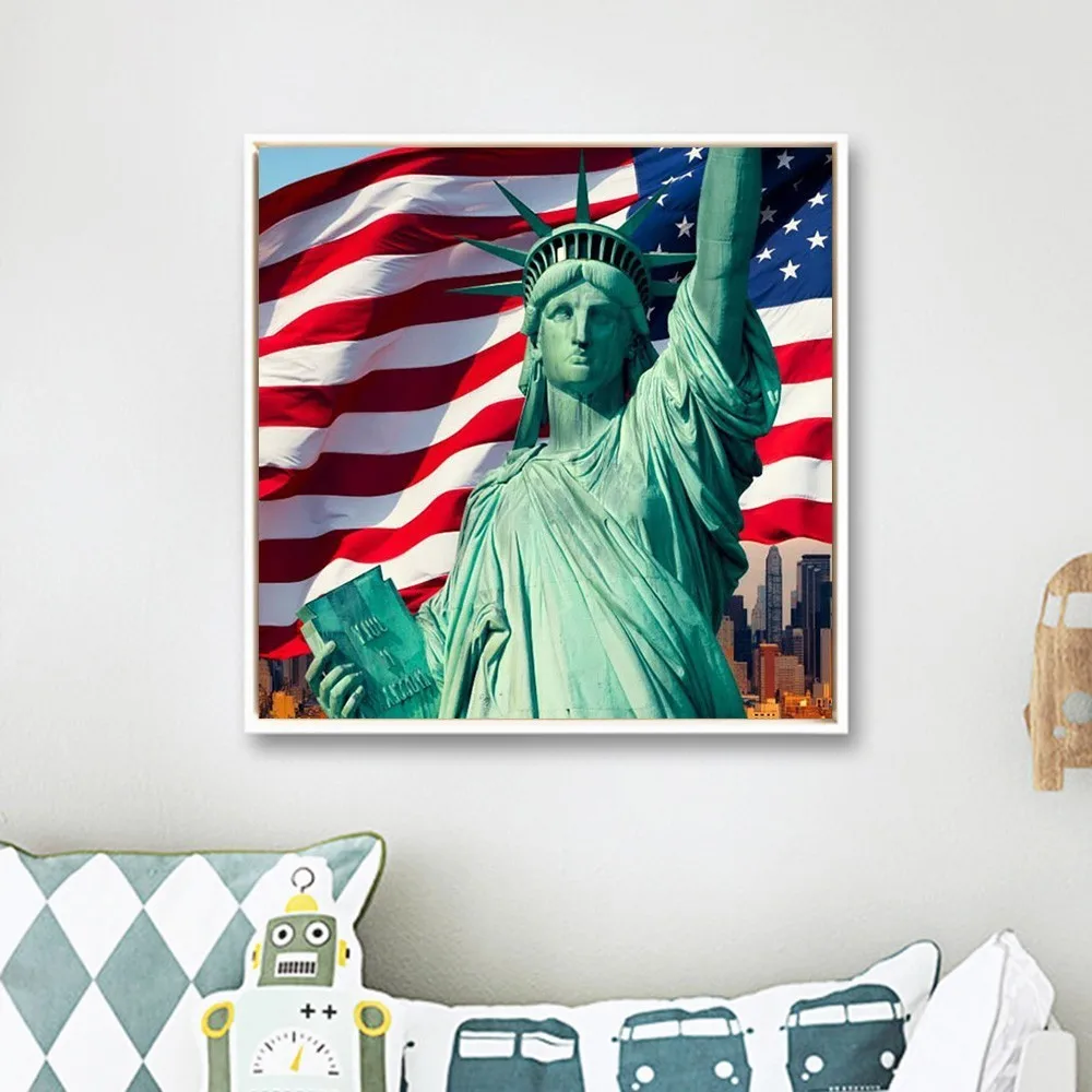 HUACAN Diamond Embroidery Stars And Stripes Full Square Painting Statue Of Liberty DIY Picture Rhinestone Decor Home | Дом и сад