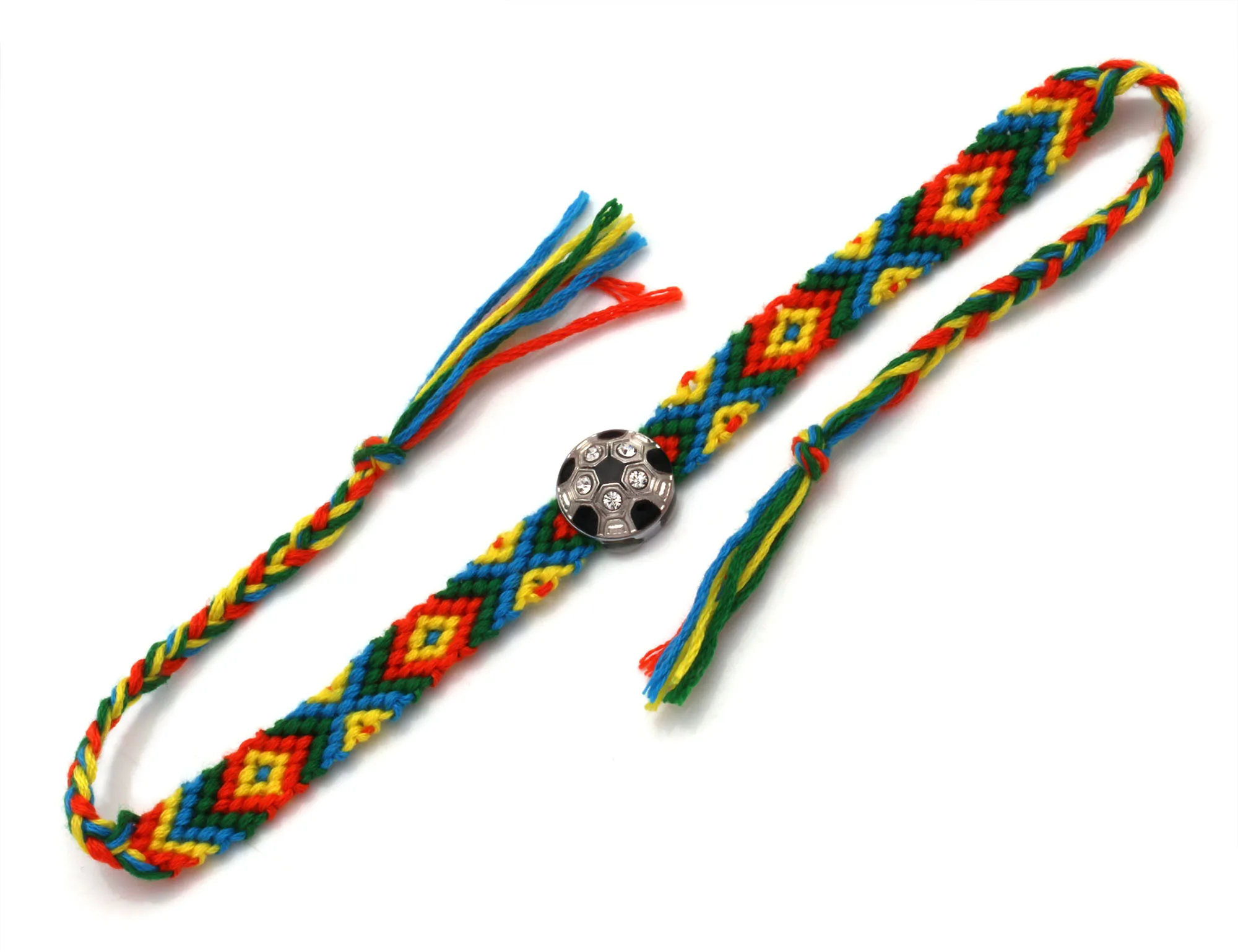 Boho сплав цинка футбол шарм тканый браслет дружбы женский мужской спортивный