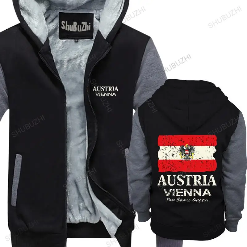

men winter warm black hoody Austria Flag Men jacket Digital Printing hooded Austria Vienna male thick hoodies euro size