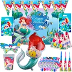 Принадлежности для вечеринки русалка Disney, наклейка на посуду, воздушный шар, украшения для дня рождения, детский подарок, для девочек, для домашнего мероприятия, праздника для будущей мамы