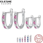 Рождественский подарок ELESHE, серьги-кольца из стерлингового серебра 925 пробы с круглыми кристаллами циркония для женщин и детей, Модная бижутерия