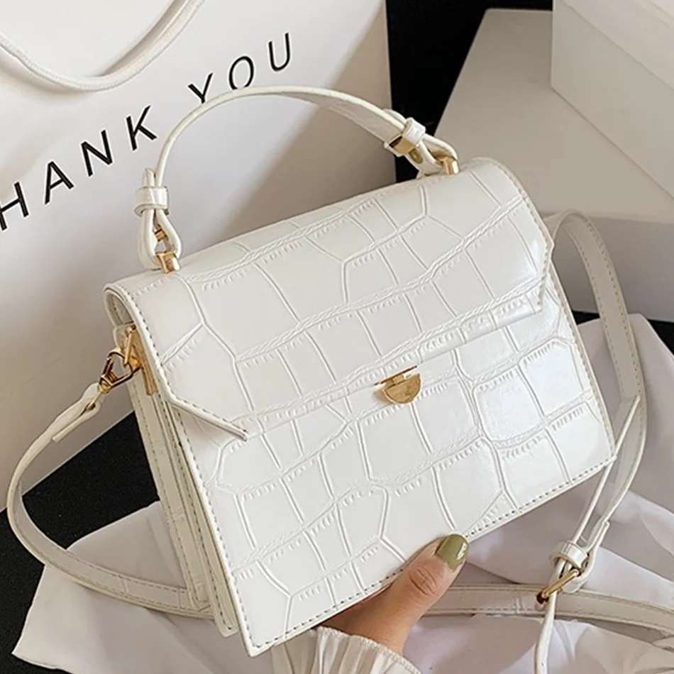 

Crossbody Stone Patent Bags White For Women 2021 Summer Style Small Handbag Mini Bag PU Leather Hand Bag Ladies Designer Bolsos