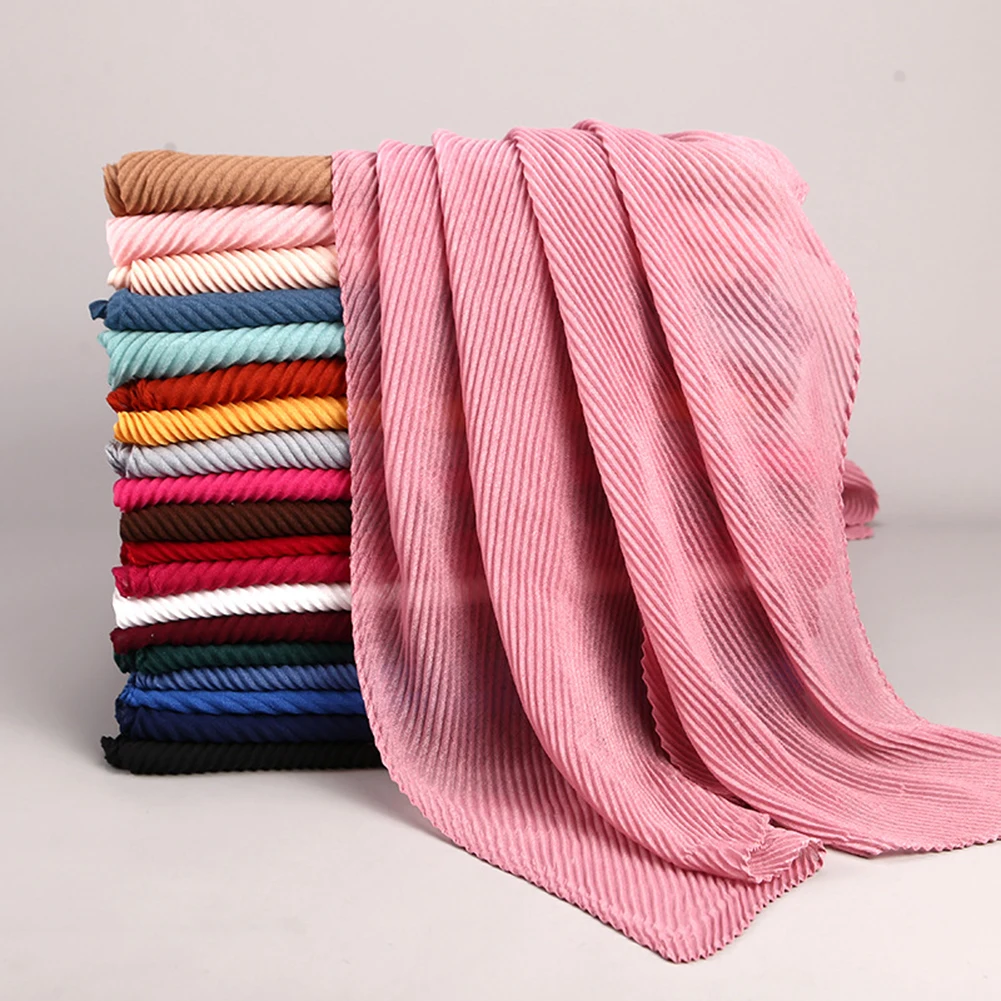 

1Pcs Oversize Crinkle Muslim Hijab Scarf Turban Headwrap Pleated Scarves Shawls Muslim Shawls and Wraps Hijabs Foulard Femme