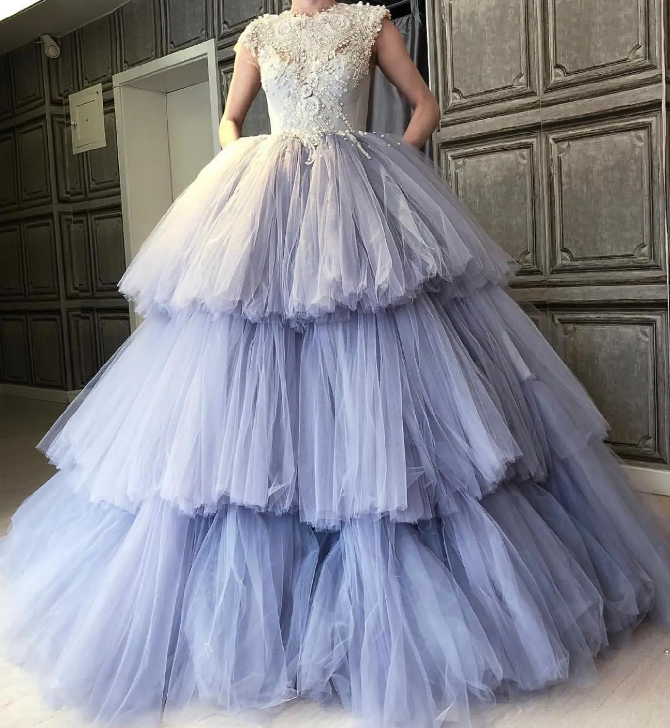 Шикарный украшенный бусами 3D цветок Выпускные платья 2019 роскошные пышные Тюль