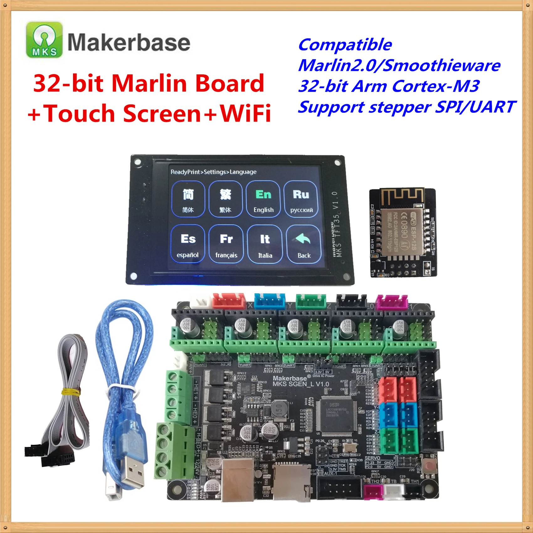 Совместимость с Marlin2.0 Smoothieware MKS SGEN-L card+ MKS TFT35 touch lcd+ MKS TFT Wi-Fi часть аналогичная BIGTREETECH SKR V1.3 плата