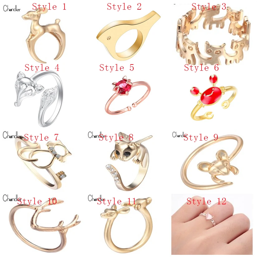 Кольцо с изображением животных для девочек ювелирное изделие кота рога мыши