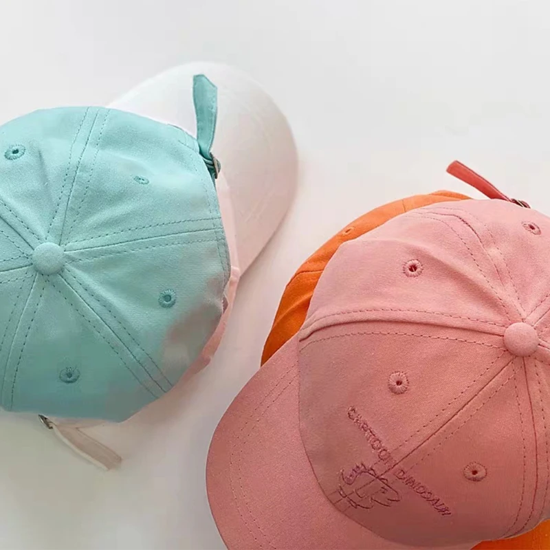

Infant Baby Sunscreen Cotton Baseball Cap Cute Cartoon Dinosaur Embroidered Solid Color Adjustable Snapback Hat 1-3 Year