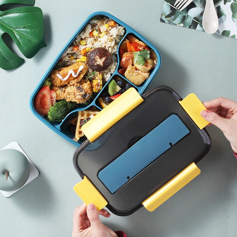 

4 Grid Bento Box Office Portable Fresh-keeping Large Capacity Thermal Insulation Lunch Japanese Kids Food Container Storage