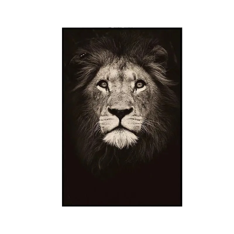 Постер Черный и белый домашнее украшение животное картина маслом дом комнаты