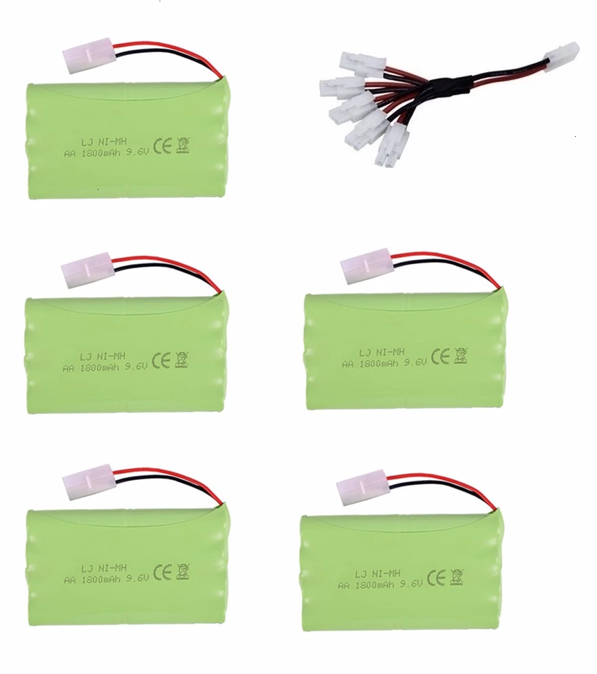 Темный хаки Обновленная Батарея NiMH 9,6 v 1800mah+ зарядное устройство для радиоуправляемых игрушек автомобилей танков грузовиков робот-пистолет лодка AA Ni-MH 9,6 v перезаряжаемый аккумулятор - Цвет: Темный хаки