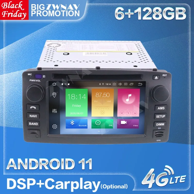 Автомагнитола Carplay 6 + 128G Android 11 для Toyota Corolla EX 2001-2006 GPS мультимедиа аудио стерео