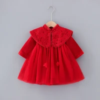 keaiyouhuo baby girls dresses new year winter warm girl princess dress for birthday party clothing long sleeve red dress 0 5y