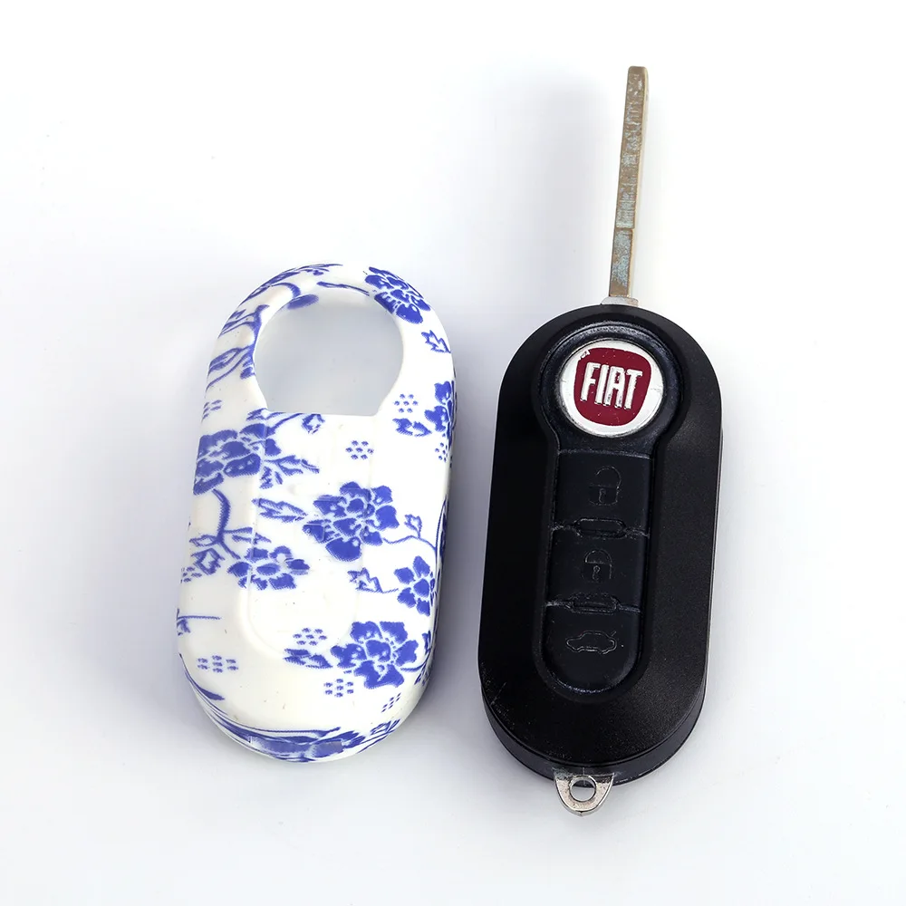 Применимый Fiat 500 складной силиконовый чехол для ключей с 3 кнопками для передачи воды череп пульт дистанционного управления автомобильный ключ сумка фабрика