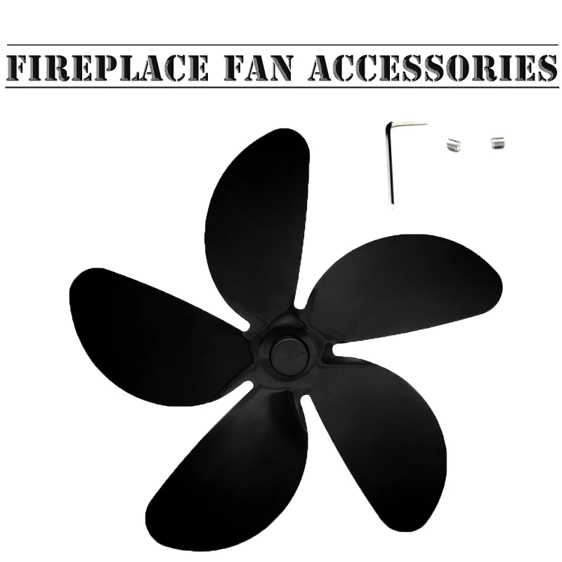 

Fan Blade Replacement Fireplace Aluminum Alloy Resistant To Rust 5 Blades Black Universal Burning Heat Distribution Stove Fans