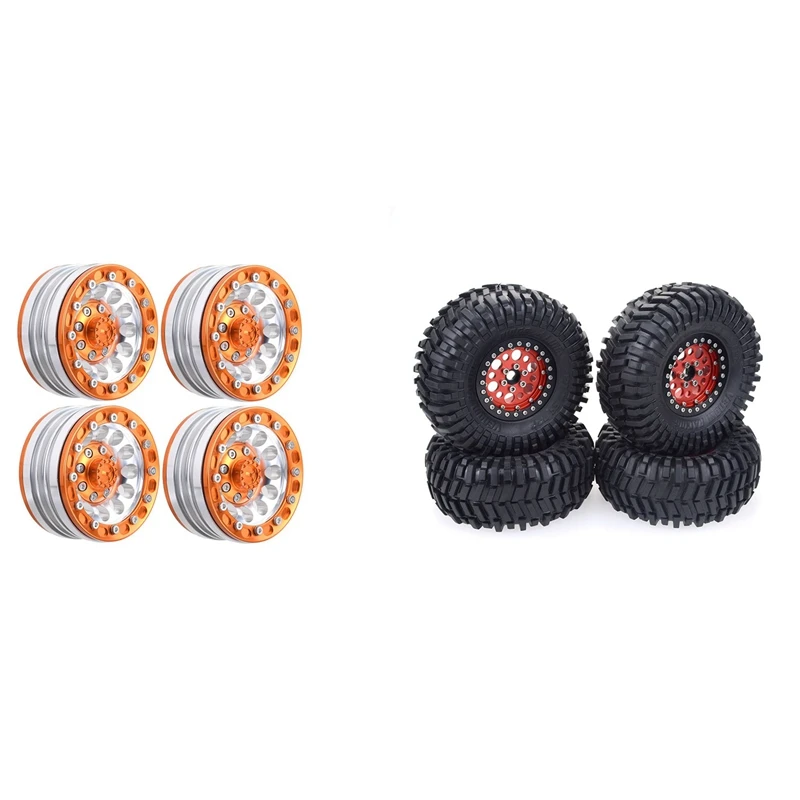 

8Pcs 1.9 Inch And 2.2 Inchbeadlock Wheels Rims,Mud Grappler Tires For 1:10 RC Rock Crawler Traxxas TRX4 Axial SCX10