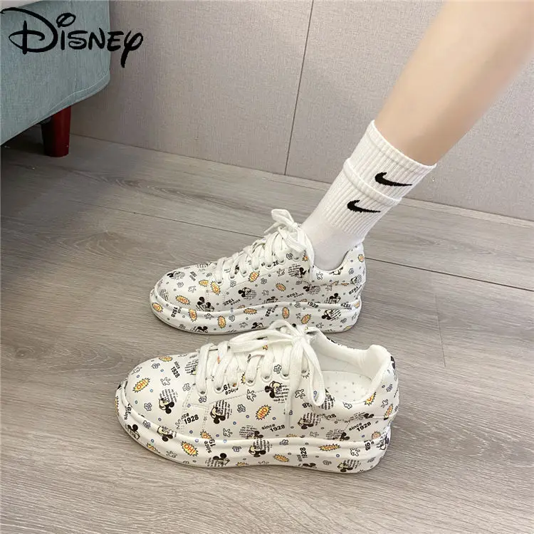 

Disney Ladies Fashion Cute Cartoon Graffiti Sneakers Simple, Comfortable, Breathable, Wear-resistant, Non-slip Platform Sneakers