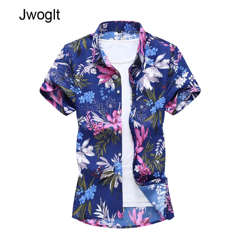 

45KG-120KG Summer Beach Hawaiian Shirt Casual Short Sleeve Floral Shirts Men Holiday Vacation Clothing 5XL 6XL 7XL