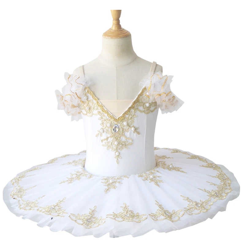 

Robe de Ballet professionnelle blanche pour enfants, jupe tutu pour filles, lac des cygnes