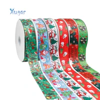 xugar 2yards wide 38mm christmas theme ribbon grosgrain ribbon for gift wrapping diy hair bows home decoration accessories
