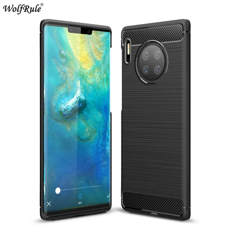 Чехол для Huawei Mate 30 Pro бампер телефона из мягкого углеродного волокна защитный