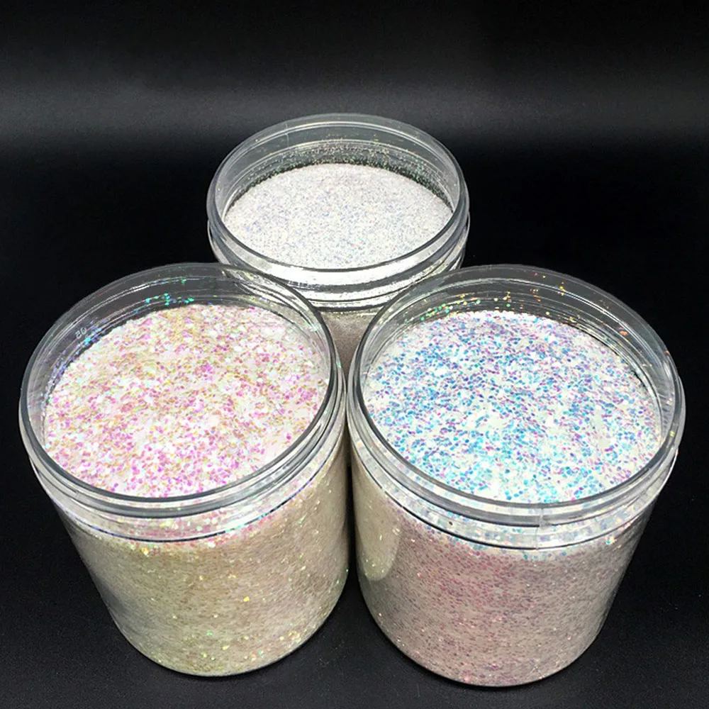Радужная пудра с блестками для дизайна ногтей Tr #51 1 бутылка 3 размера 0 2/0 4 мм/1