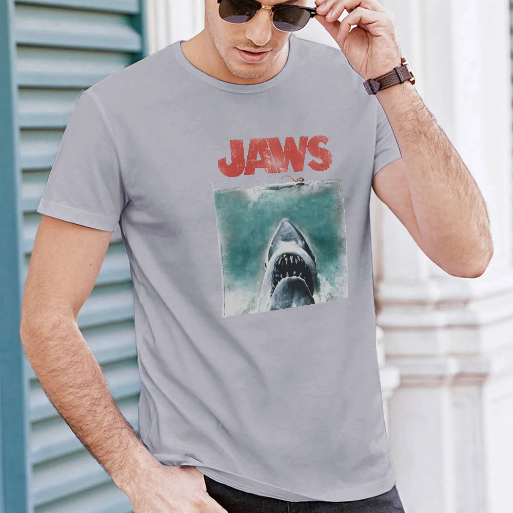 

Summer Men's T-shi Katoen Basic Casl Funny Print Angry Shark ic Ts Harajuku Loose Cool Adjusted Men's Slender T-shi
