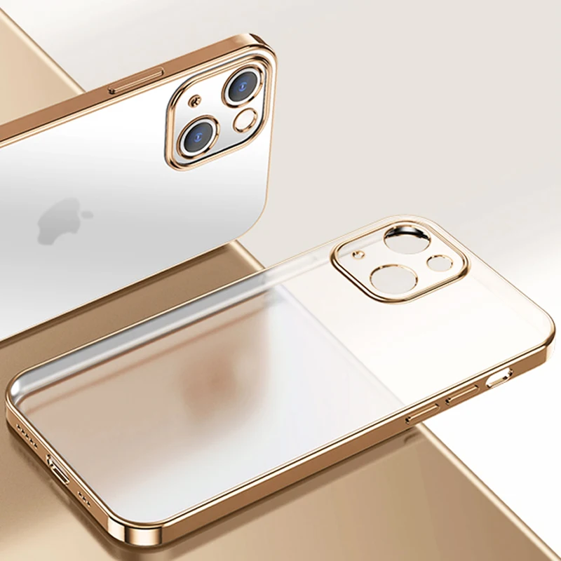 

Luxury Square Plating Frame Case For iPhone 11 12 13 Pro Max Soft Silicone Case For iPhone 12 13 mini Matte Back Cover