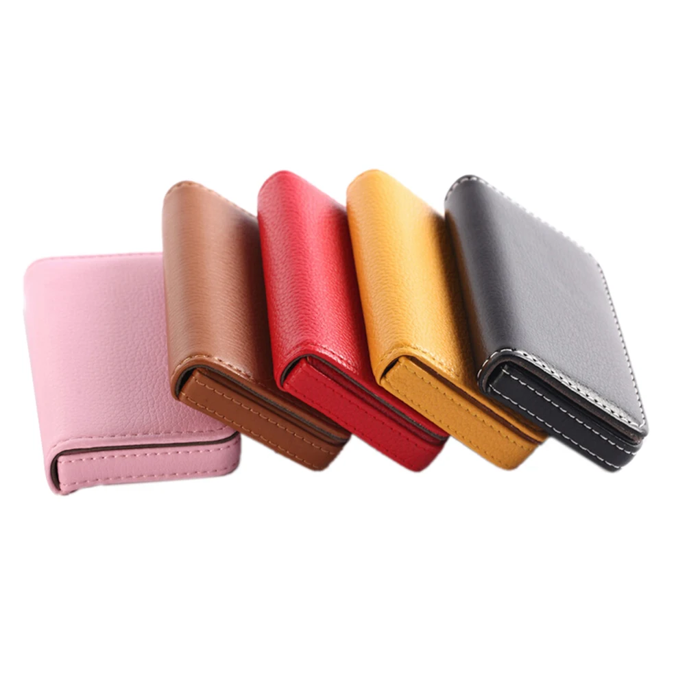 

1pc Pocket PU Leather Business ID Credit Card Holder Case Wallet Office School Supplies Creative Gift For Friends