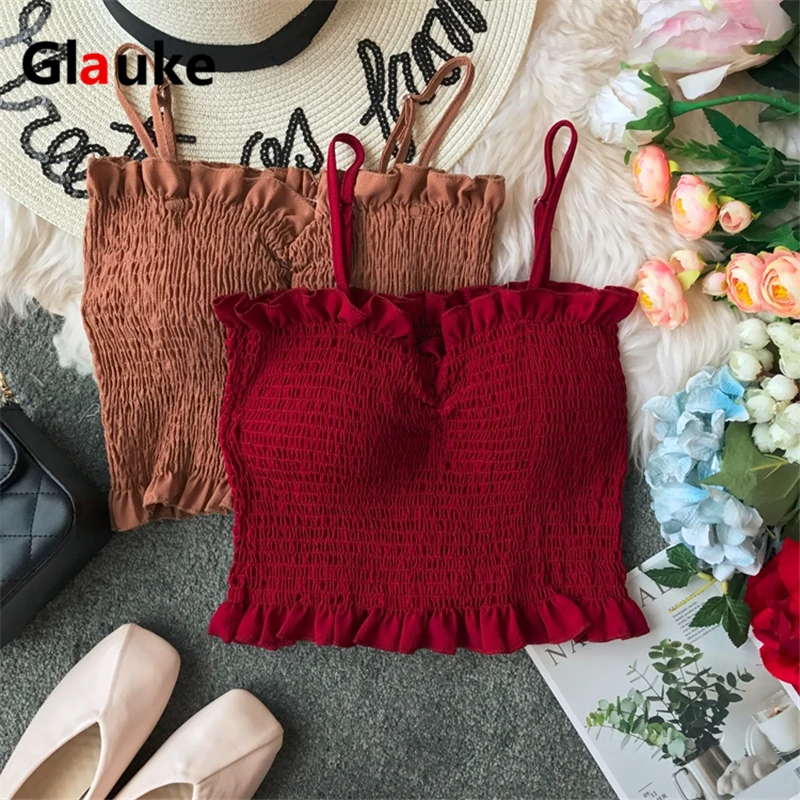 Топ GLAUKE женский летний базовый укороченный топ модная уличная одежда 2020 крутые