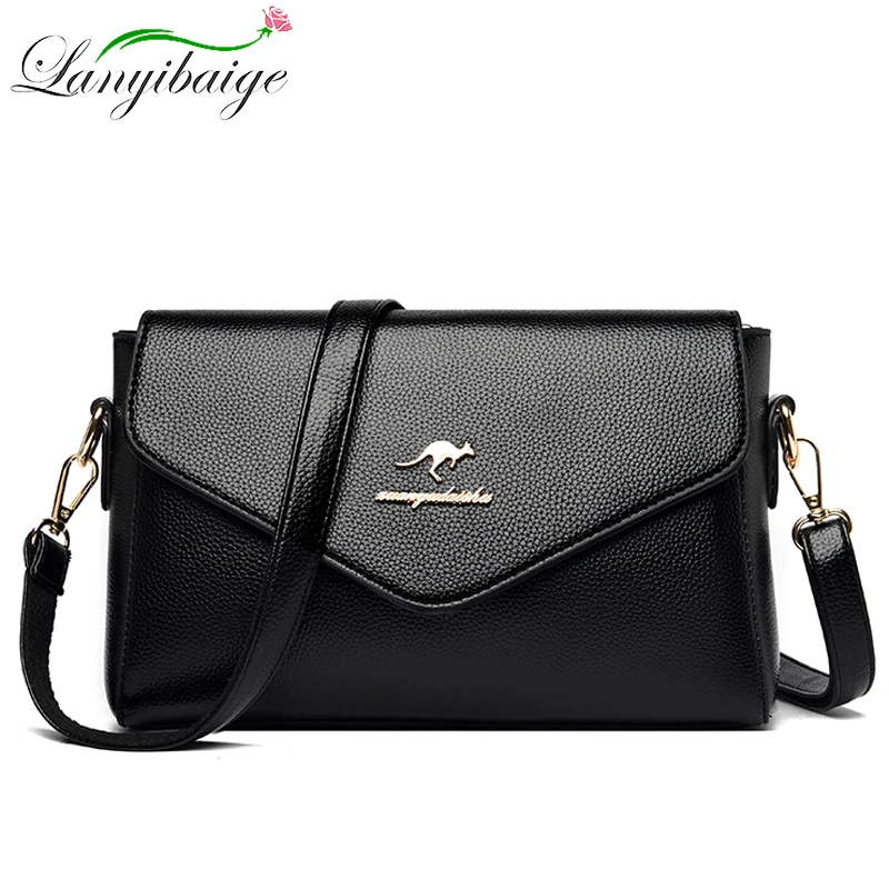 

2021 New High Quality PU Leather Women's Shoulder Bag Fashion Brand Designer Flip Diagonal Bag Casual Handbag Sac A Main Femme
